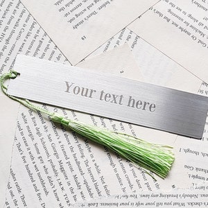 Custom Personalised Bookmark, Laser Metal Bookmark, Engraved Silver Book Lover Gift