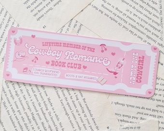 Cowboy Romance Bookmark, Book Club Ticket, Cute Cowgirl Western, Spicy Smut Books, Book Lover Reading Gift, Bookish Booktok Gift