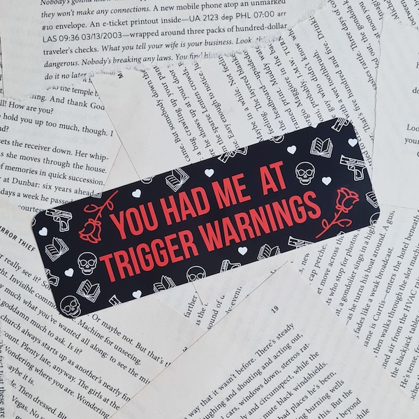 Trigger Warning Dark Romance Bookmark, Cute Romance Reader Bookmark, Bookish Literary Gift, Aesthetic Halloween Spicy Smut, Bookstagram