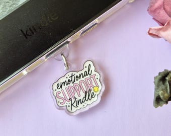 Emotional Support Kindle Charm, Phone Kobo Charm, Booktok Coquette, Bookish Gift for Readers, Cute Dust Plug, E Reader Accessories