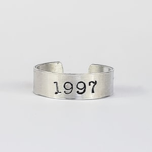 Adjustable Birth Year Date Ring, Custom Date Personalised Ring, Gothic Date Ring, Birthday Year Ring