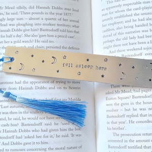 Fell Asleep Here Hand Stamped Metal Bookmark, Avid Reader Gift, Graduation Gift, Book Club, Book Lover Gift