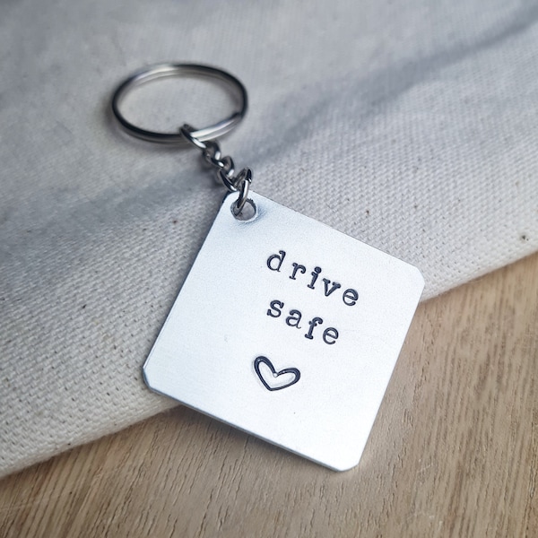 Drive Safe Keyring, New Driver Keychain, Gift for Him Husband Boyfriend, Aluminium Metal