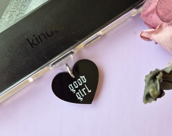 Good Girl Dark Romance Kindle Charm, Phone Kobo, Booktok Coquette, Bookish Gift for Readers, Cute Dust Plug, E Reader Accessories