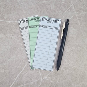 Reading List 3 Pack Green Bookmark, Antique Library Card Book Club Gift, Book Lover Accessory, Reading Log