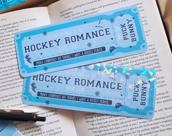 Hockey Romance Bookmark, Book Club Ticket, Aesthetic Ice Hockey, Cute Spicy Smut Books, Bookstagram Reading Gift, Bookish Booktok Gift