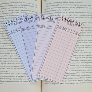 Reading List 4 Pack Pink Purple Bookmark, Antique Library Card Book Club Gift, Book Lover Accessory, Reading Log