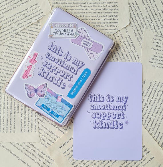 Emotional Support Kindle Insert, Booktok Case, Ebook Cover, Bookish Merch, Paperwhite Clear Case, Accessories, Dark Romance Bookstagram