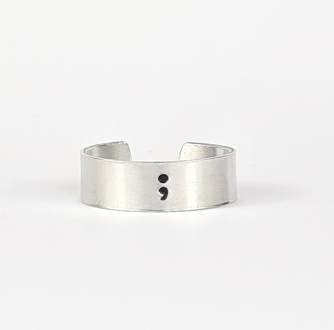 Semicolon Jewellery, Suicide Depression Awareness Ring, Motivational ...