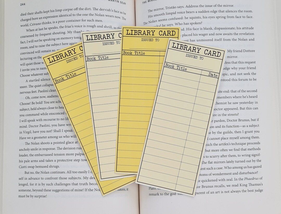 Reading List 4 Pack Bookmark, Antique Library Card Book Club Gift, Book ...