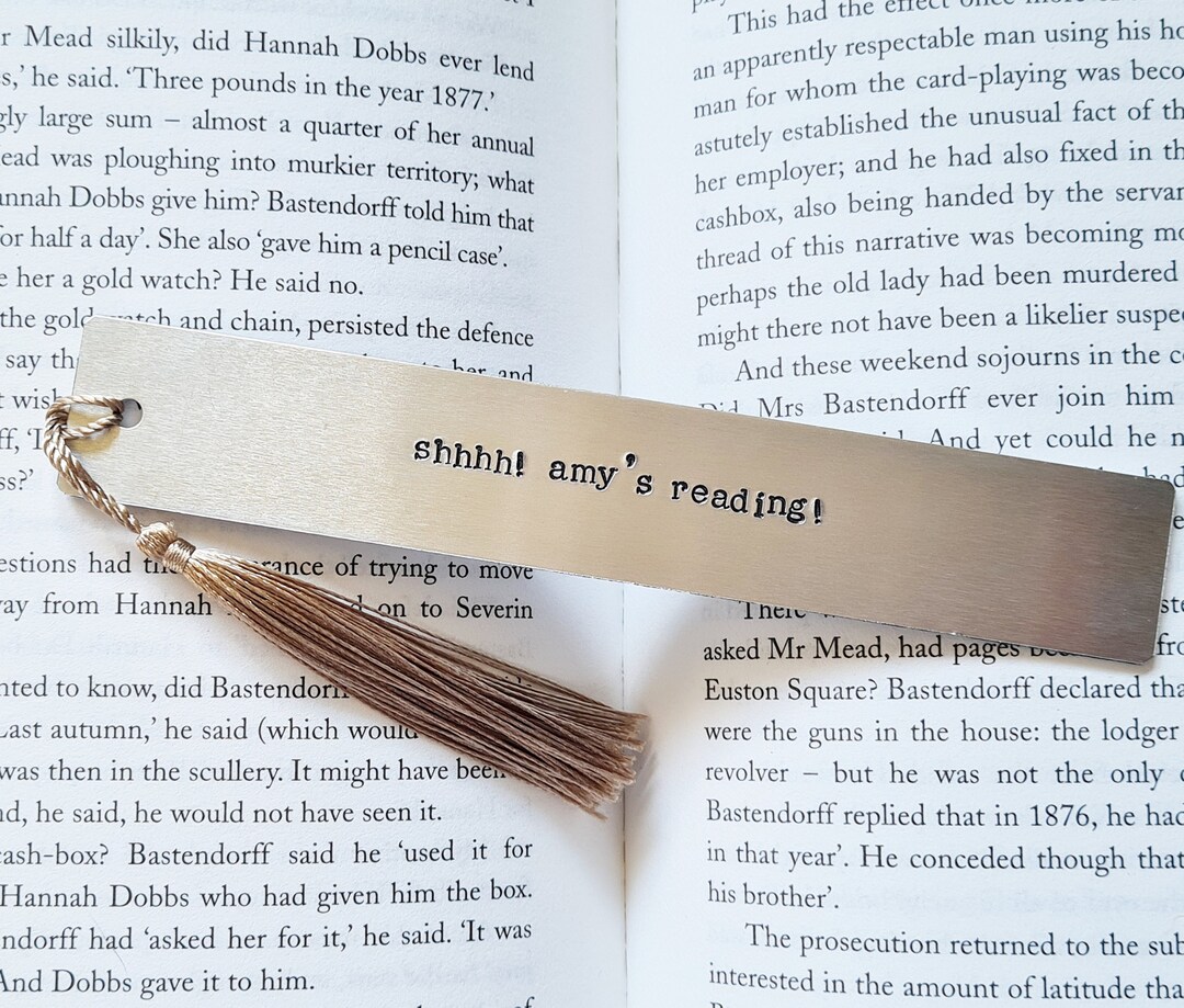 Custom Name Personalised Bookmark, Silver Aluminium Engraved Bookmark ...