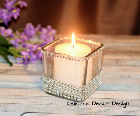 3 Square Candle Holder Vaseswedding Centerpiecesbridal Etsy