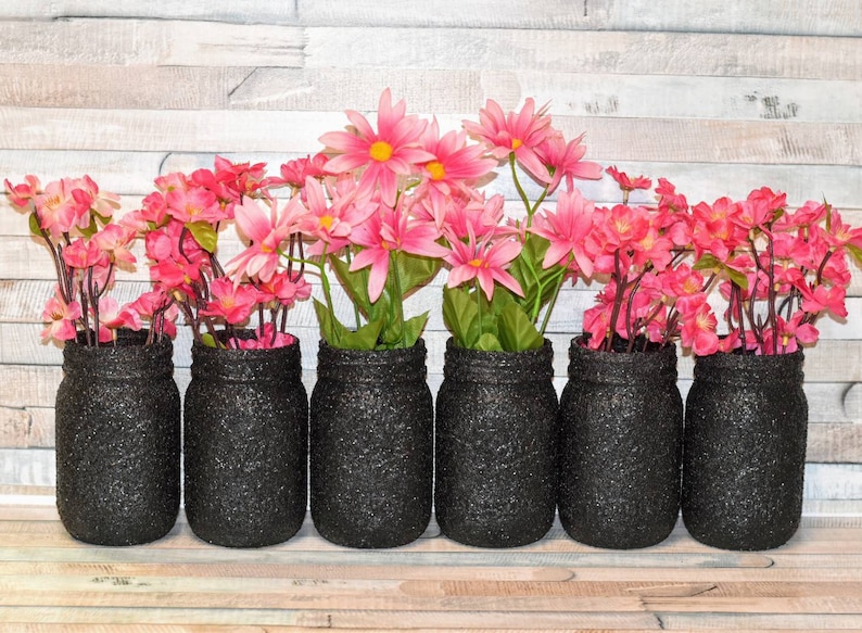 Red And Black Decorations,Red And Black Wedding Centerpieces,Red And Black Mason Jars,Red Glitter Mason Jars Glitter Black Mason Jar Vases