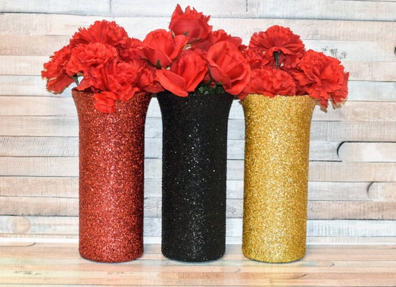 Red Gold And Black Centerpieceswedding Table Decorbirthday Etsy