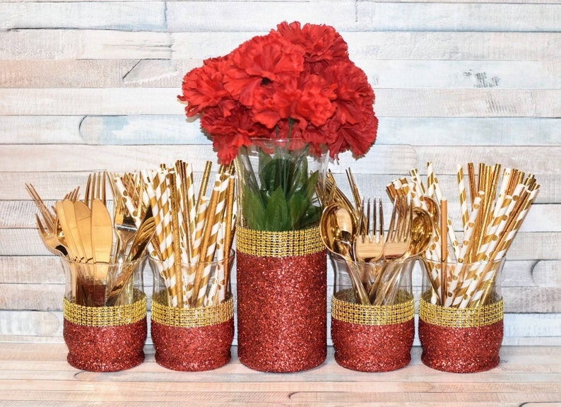 Red And Gold Baby Shower Decorationsred And Gold Wedding Etsy