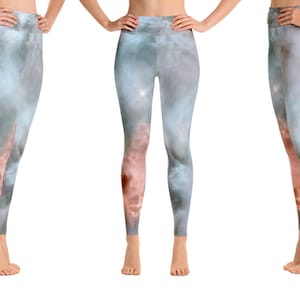 Space, Stars, Galaxy, Leggings, Yoga Pants, Blue, Coral, Pink, Festival,  - Carina Nebula