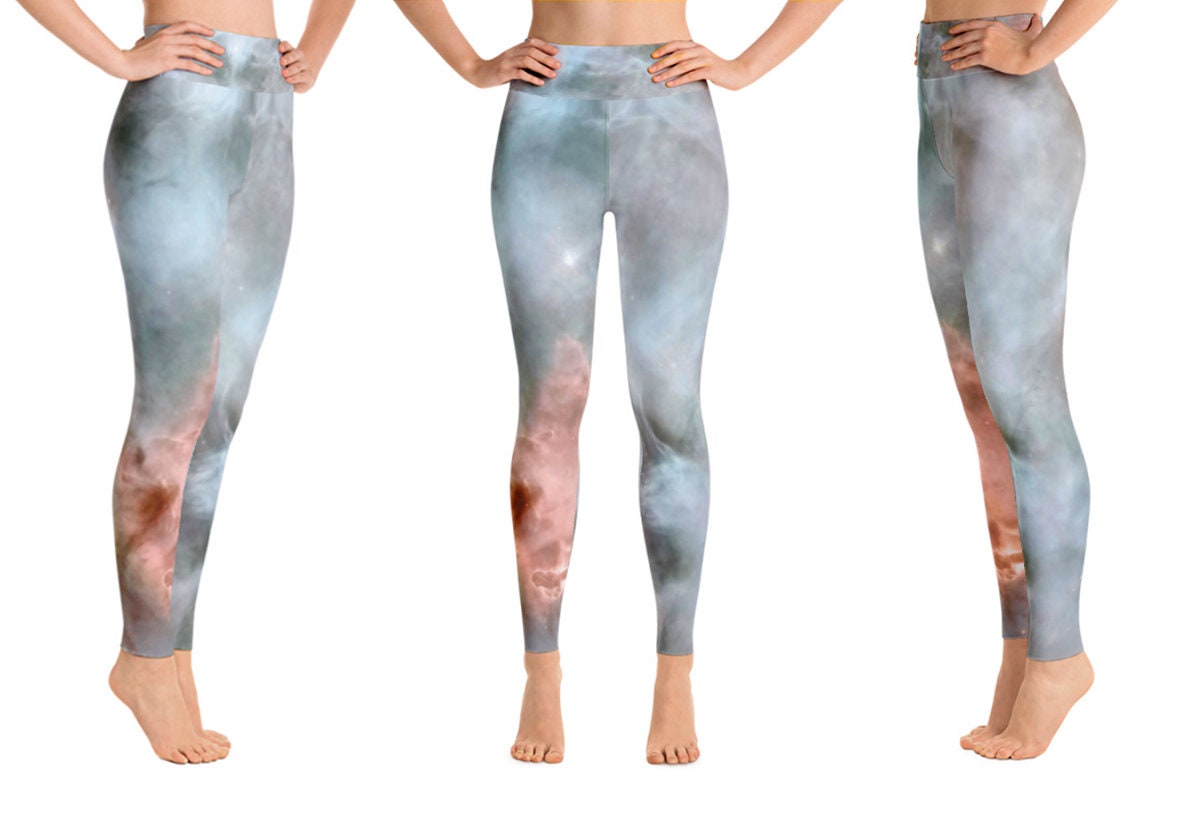 Space, Stars, Galaxy, Leggings, Yoga Pants, Blue, Coral, Pink, Festival,  - Carina Nebula