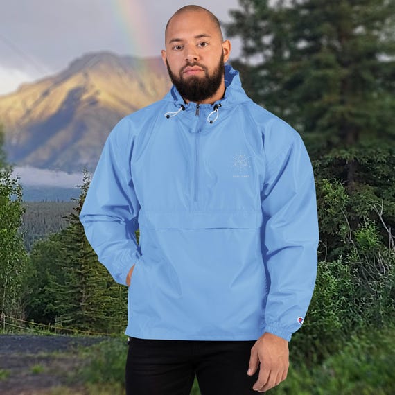 Giacca a vento da uomo, antivento e antipioggia, con ricamo