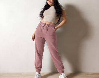 Womens Joggers, Modern Sweatpants, Chill Pants, Warm and Cozy Lounge Set, Pink, Red, PJs, Warm Sweatpants, Washed Out, Vintage