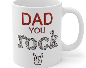 Papá You Rock Mug, Taza del Día del Padre, Taza de Papá Genial, regalo perfecto para papá