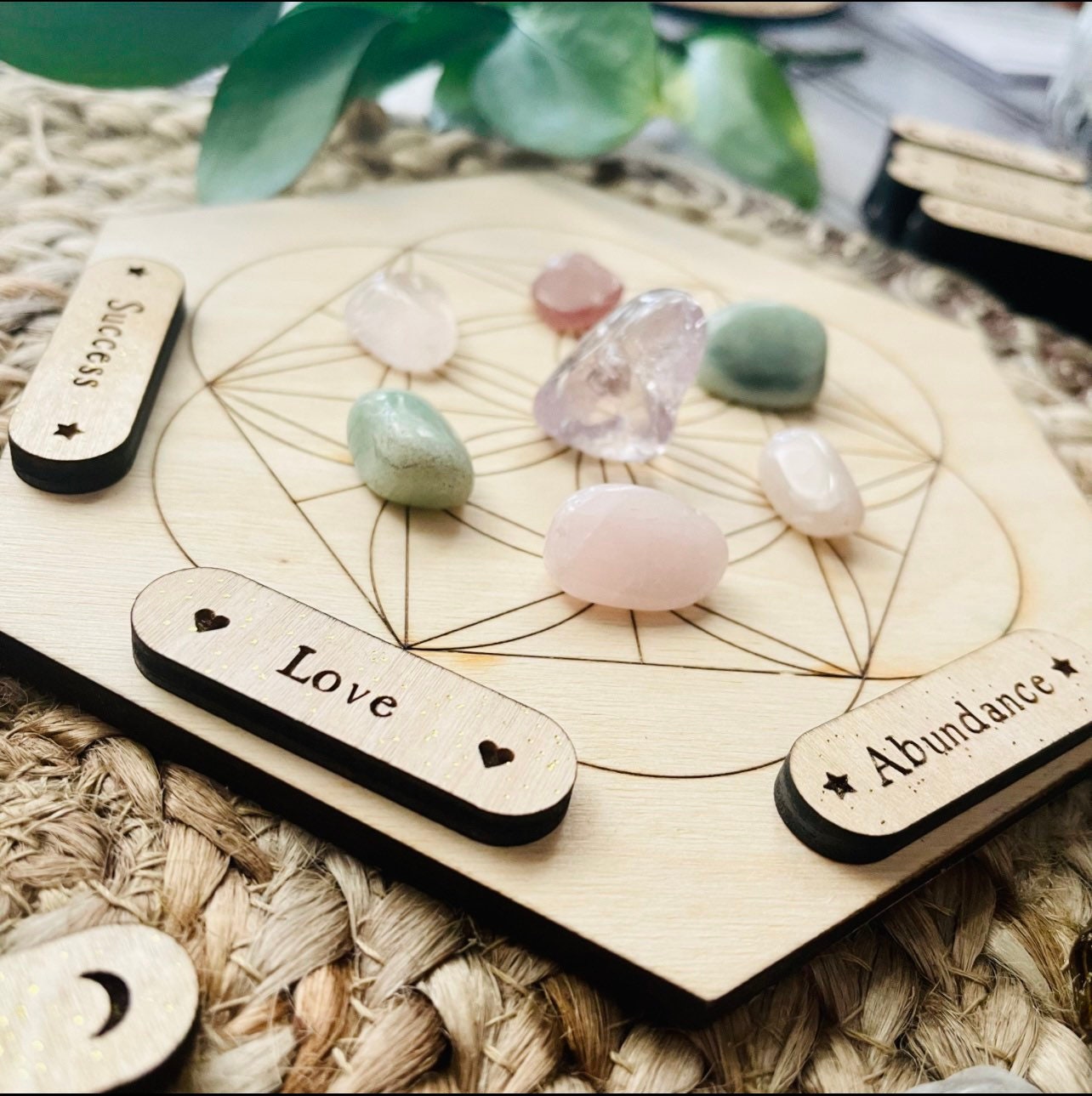 Manifestation Kit Crystal Grid Custom Tokens for Meditation