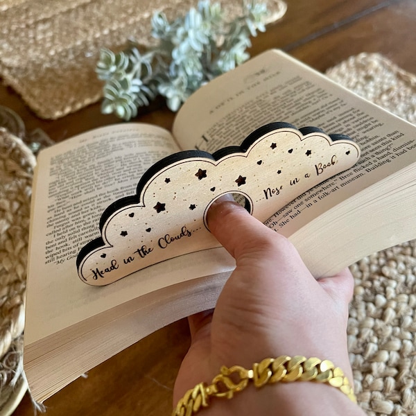 Book page Holder - Wooden Starry Cloud book assist for Book lovers, Reader gifts