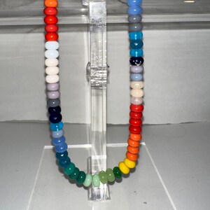 gemstone necklace, rainbow beaded, trendy jewelry, gemstone jewelry, handmade necklace, gift for women girls friend teacher