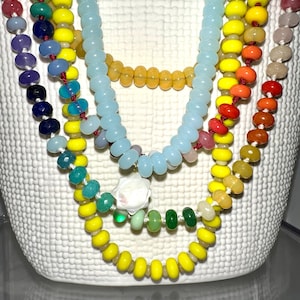 gemstone necklace, rainbow necklace, beaded necklace, hand knotted, trendy jewelry, gemstone jewelry, handmade necklace, handmade jewelry