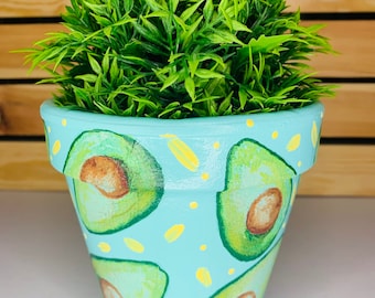 Home /& Gift Ideas. Avocados Design Decoupaged Terracotta Plant Pot