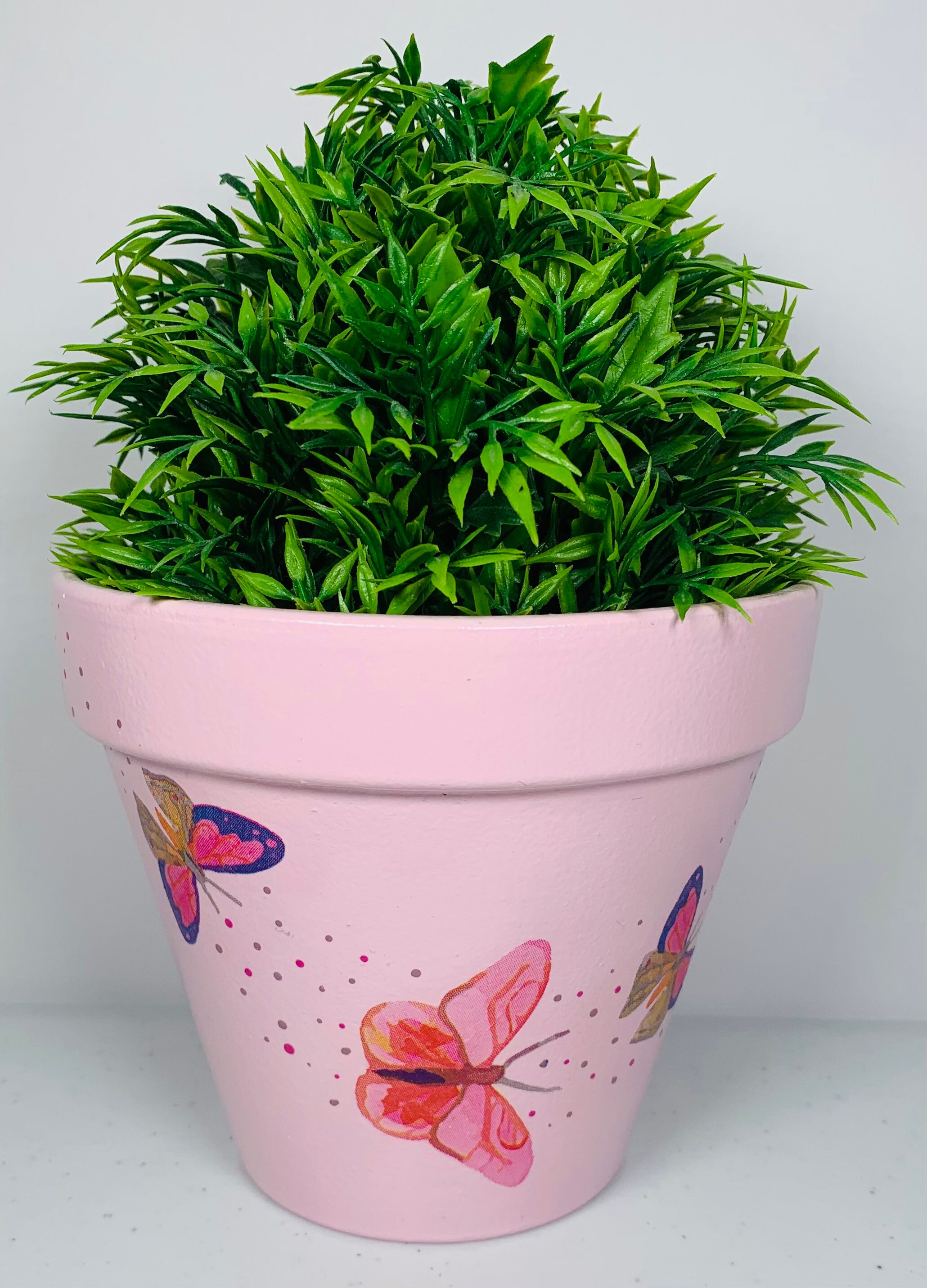 Decoupaged Terracotta Plant Pot Scattering of Colourful Etsy.de