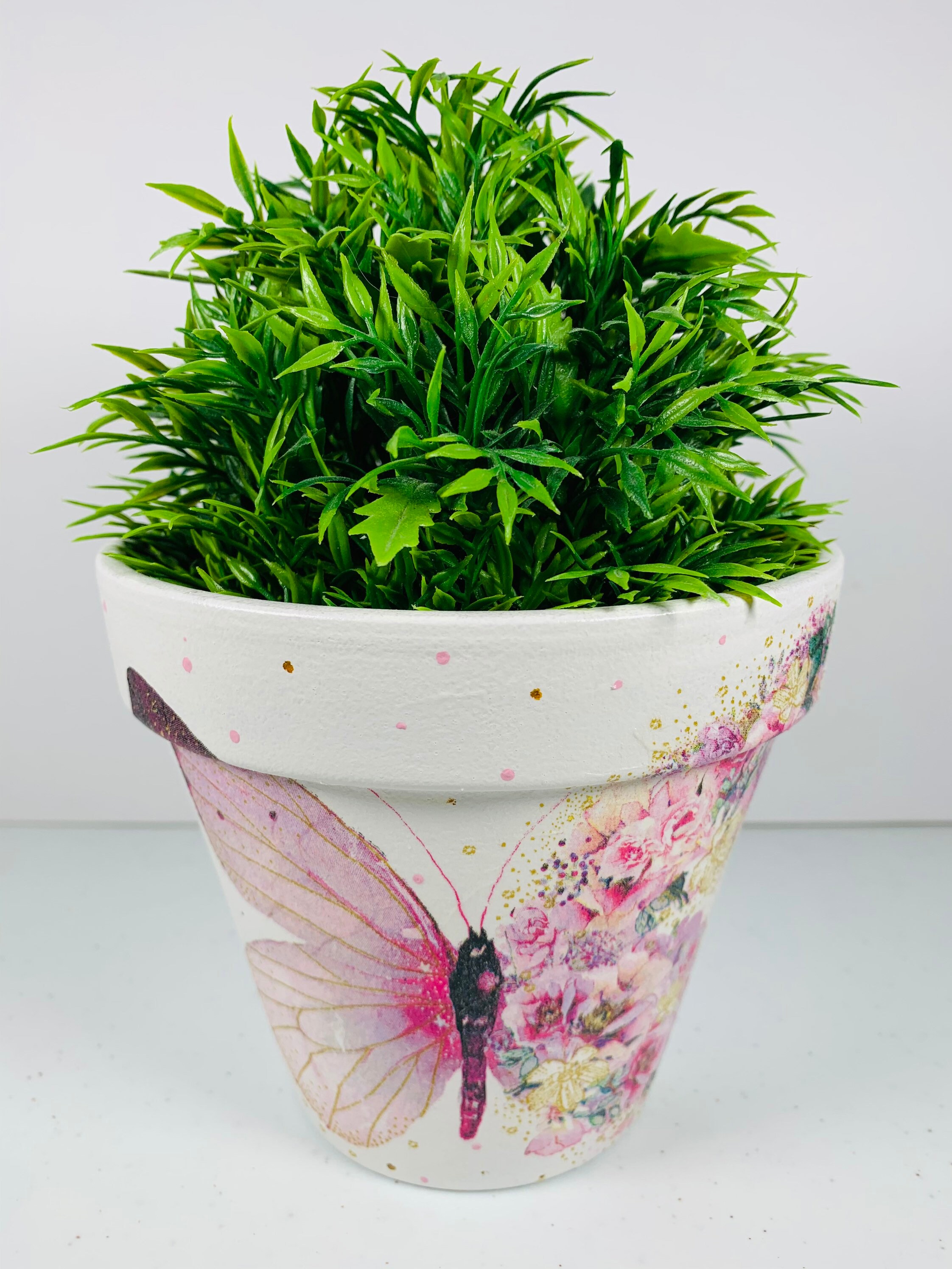 Plant Pot With Butterfly Embroidery