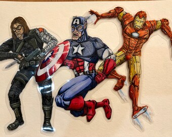 Super Hero Magnet Set: Captain America, Iron Man, Winter Soldier