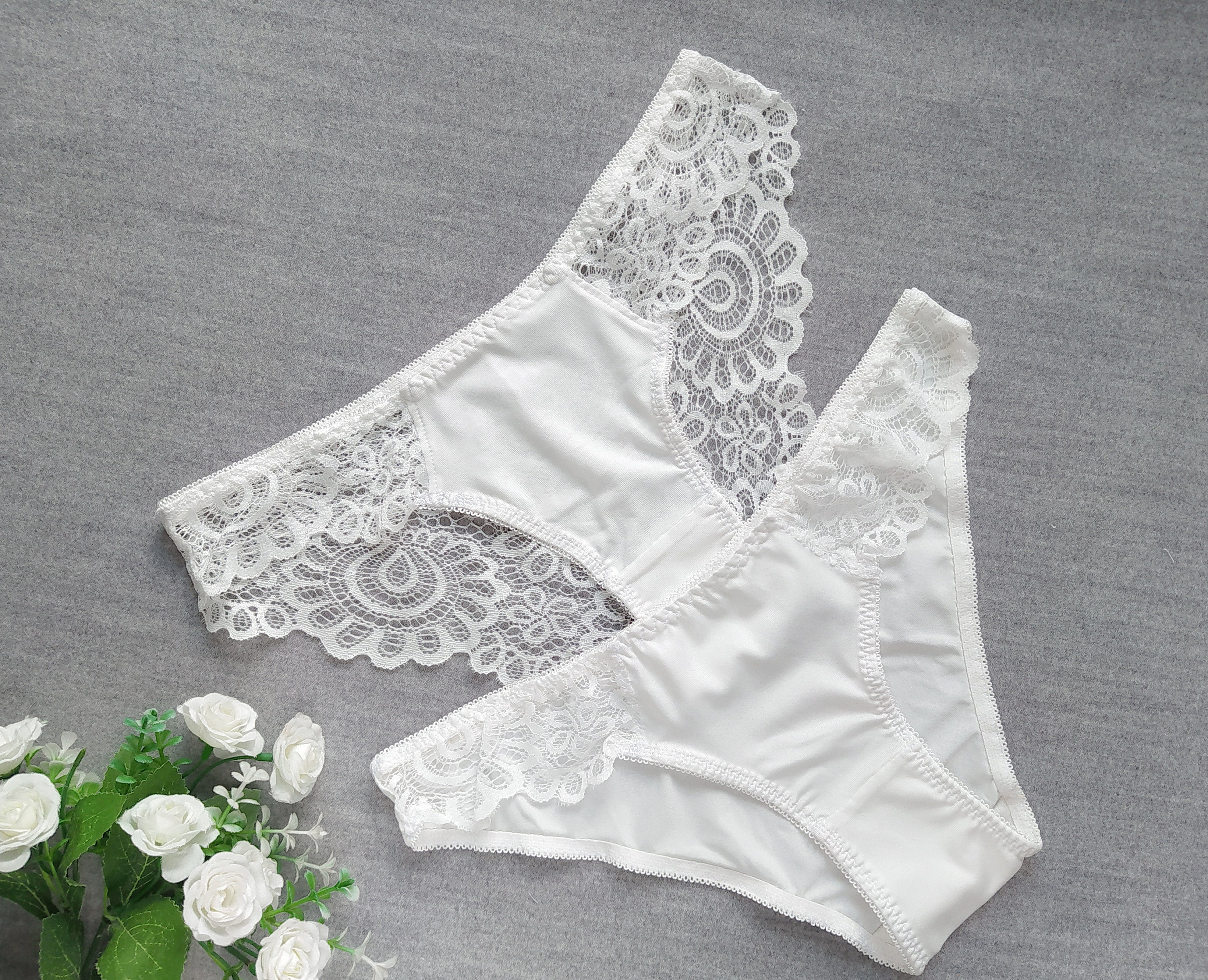Bragas de novia de encaje blanco bragas de encaje francés Etsy