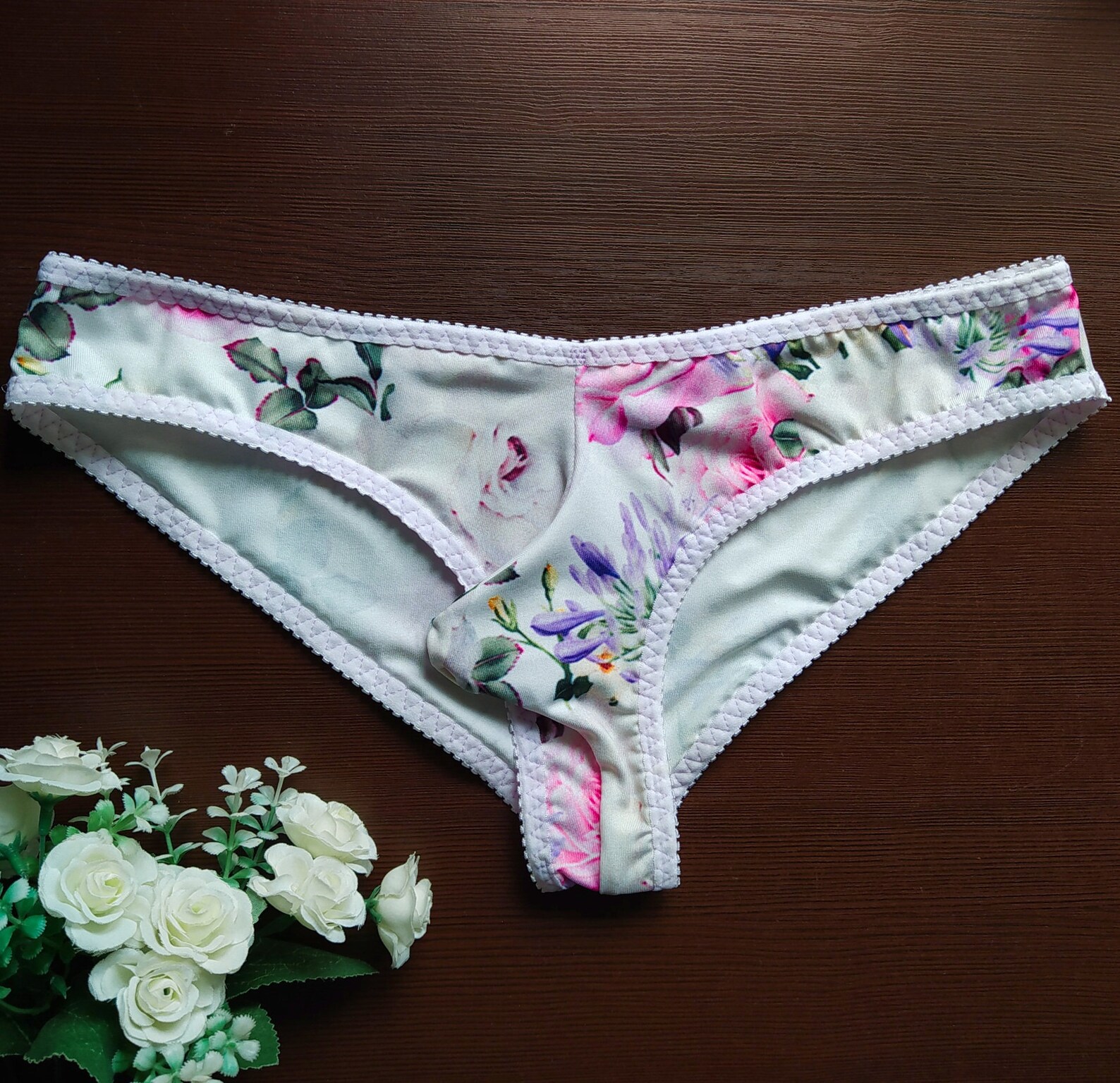 Men's Cotton Viscose Panties with Peonies and Roses Sissy Etsy