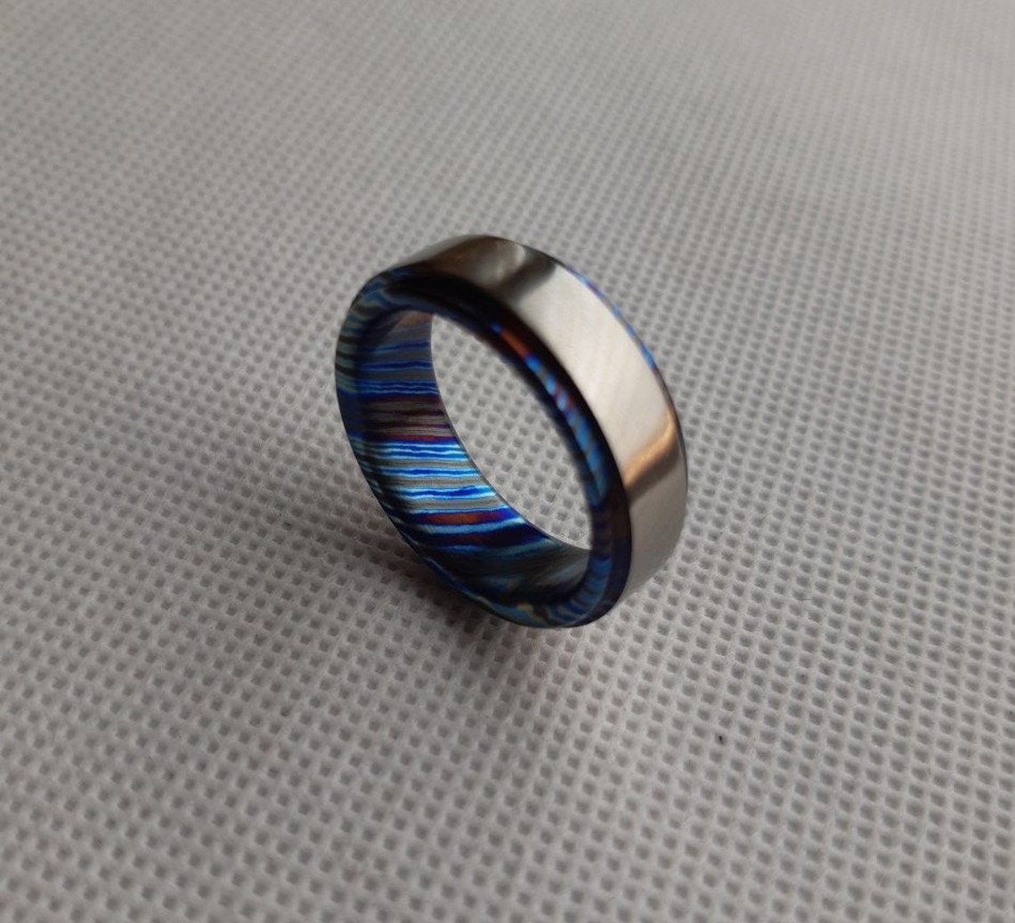 Titanium Zirconium Damascus Ring by Wizgol Etsy