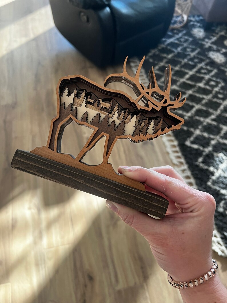 Multilayered Elk Deer Hunting Home Decor Hunters Gift Idea Etsy