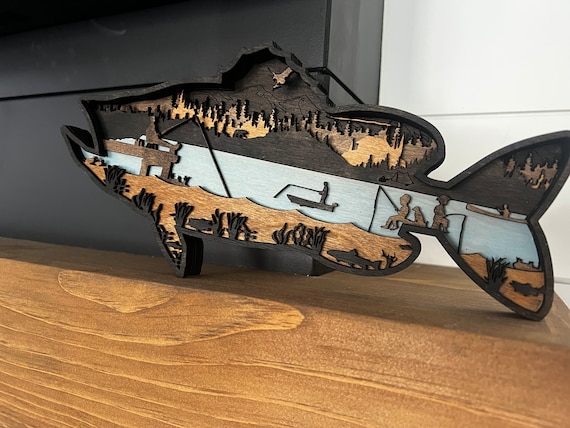 Multilayered Fish, Fishing, Hunting Decor, Hunters Gift Idea, Wood Art, 3D  Art, Fish Decorations, Present for Dad, Dad Gift, Fathers Day 