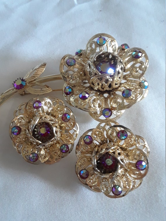 SARAH COVENTRY Filigree AB Flower Brooch Pin and … - image 6