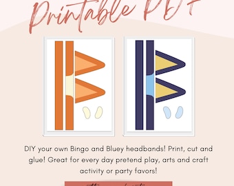 Headband Blue Dog DIY Printable Pretend Play, Arts and Craft Rainy Day Activity, Birthday Party Favors