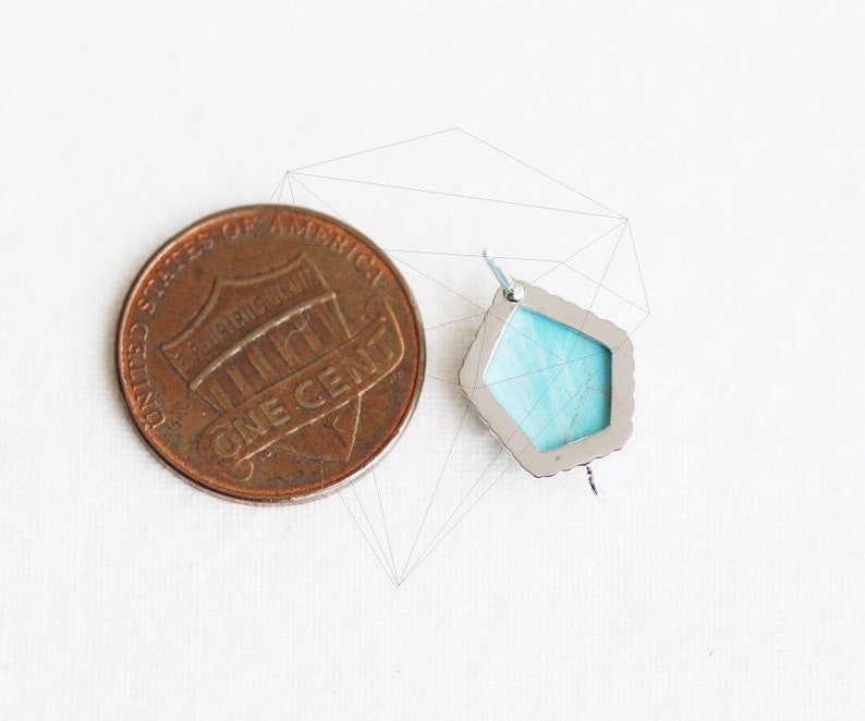 Silver-Turquoise Pentagon Stone Post Earring 2pcs -E3814-S-TQ