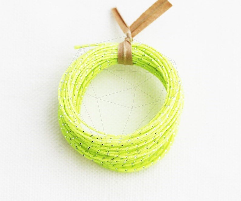 Jewelry CordH9291-NY 5yard Neon Yellow /& Silver 0.5mm Cord