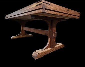 Handmade Walnut Trestle Gaming Table/Dining Table