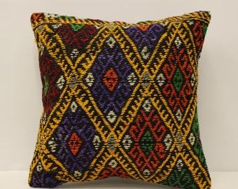 Bolster Pillow Sofa Pillow, 16x16 in 40x40 cm Bohemian Pillow Vintage Pillow, Kilim Cushion Bedding Pillow, 4kf-730