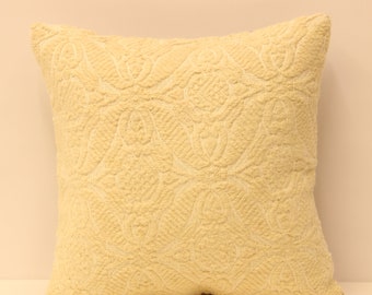 Housse de coussin textile turque vintage, coussin bohème en laine (16 x 16)