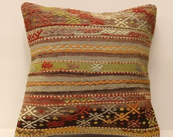 パッチワークキリム クッションカバー：ヴィンテージトルコラグ