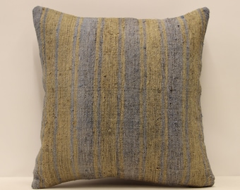 Housse d’oreiller rayée, oreillers 16x16 Jetés Décoratif Boho Design d’intérieur Rétro Home Decor Oreiller ethnique, housse DyeKilim Coussin, 4kf-521