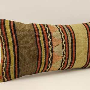 Bohemian Cushion Wool pillow Sofa Pillow Bed Pillow  10x20 in Lumbar Pillow Kilim Pillow Throw Pillow 4yef-609