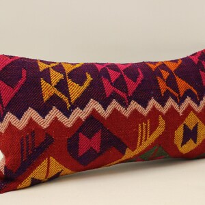 Bohemian Cushion Wool pillow, Sofa Pillow Bed Pillow,  10x20 in Lumbar Pillow Kilim Pillow, Throw Pillow, 4yef-575
