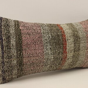 Bohemian Cushion Wool pillow, Sofa Pillow Bed Pillow,  10x20 in Lumbar Pillow Kilim Pillow Throw Pillow, 4yef-631