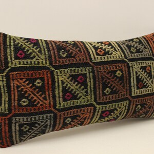 Bohemian Cushion Wool pillow Sofa Pillow Bed Pillow,  10x20 in Lumbar Pillow Kilim Pillow Throw Pillow, 4yef-615
